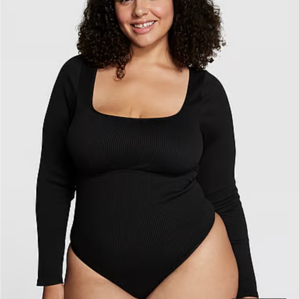 NWOT Pink Victoria’s Secret Black Bodysuit, S